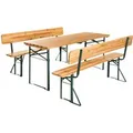 Tectake Bierzeltgarnitur Franz Ii 3 Teilig  Klappbar  Abnehmbare Rückenlehnen Tisch 170 x 69 x 77 cm  Bank 170 x 41 x 83 cm  170 x 69 x 76 cm Braun