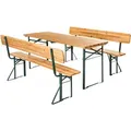 tectake Bierzeltgarnitur, Braun, Holz, Rechteckig, Gartenmöbel, Gartenmöbel-Sets