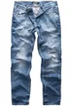 REPUBLIX Herren Jeans Regular Straight Fit Denim Hose Destroyed Hellblau (Patches) W32/L34