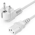 deleyCON 1m Kaltgerätekabel Netzkabel Stromkabel Schutzkontakt Stecker Typ F (CEE 7/7) 90° Gewinkelt auf Kaltgerätekupplung C13 Buchse PC Computer Monitor Drucker Beamer - Weiß