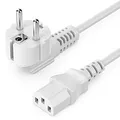 deleyCON 1m Kaltgerätekabel Netzkabel Stromkabel Schutzkontakt Stecker Typ F (CEE 7/7) 90° Gewinkelt auf Kaltgerätekupplung C13 Buchse PC Computer Monitor Drucker Beamer - Weiß
