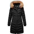 REPUBLIX Winterjacke LUCILLE Damen Gefütterte Dicke Glanz Winter Jacke Mantel Parka mit Kapuze schwarz XXL