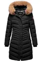 REPUBLIX Damen Gefütterte Dicke Glanz Winter Jacke Mantel Parka mit Kapuze RJ-8015 Schwarz XXL