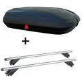Dachbox VDPBA320 320Ltr carbonlook abschließbar + Alu Dachträger RB003 kompatibel mit für Opel Zafira III (Tourer) (5Türer) ab 2011