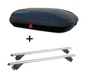VDP Dachbox, (Für Ihren Opel Zafira III (Tourer) (5Türer) ab 2011 mit anliegender Reling), Dachbox VDPBA320 320Ltr carbonlook abschließbar + Alu Dachträger RB003 kompatibel mit Opel Zafira III (Tourer) (5Türer) ab 2011