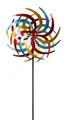 XXL Metall Doppel Windrad Windspiel Gartendeko Balkon Terrasse 210x61cm bunt