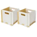 HMF Aufbewahrungsbox aus Holz zum Zusammenstecken | 2er Set | passend für Bücherregale | 25 x 25 x 25 cm | Weiß