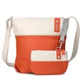 Zwei Damen Umhängetasche JANA J10 Crossbody Bag 5 Liter Handtasche im Canvas-Stil im Bicolor-Design + passender Kosmetikbeutel/Geldbeutel gratis (papaya)
