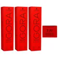 Schwarzkopf Igora Royal 3 x 60 ml 7-77 mittelblond kupfer extra Haarfarbe Cremef