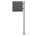 ML-Design Standbriefkasten Anthrazit mit Zeitungsfach Pfosten Silber Edelstahl