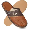Herren Leder Hausschuhe VIP MEN Gr. 40-50 un-/gefüttert filsko® Monaco - Braun - 49