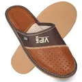 filsko Monaco VIP MEN Leder Hausschuhe für Herren Hausschuh bis Gr. 50 braun 49 EU