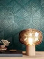 NEWROOM Tapete Blau Vliestapete Hexagon - Uni Grafisch Türkis Gold Sechseck Struktur Einfarbig Glamour inkl. Tapezier-Ratgeber