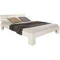 Homestyle4u Holzbett 140 x 200 cm mit Lattenrost in Weiß 1821