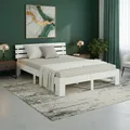 Doppelbett 140x200 aus Massivholz Weiß mit Lattenrost – Holzbett Homestyle4u