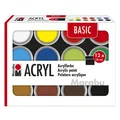 Acrylfarben Set BASIC, 12 x 18 ml seidenmatte Farben, leicht vermalbar, schne...