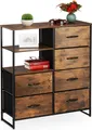 Relaxdays Kommode, 6 Schubladen, 3 Ablagen, Bücher & Deko, Regalkommode Industrial, HxBxT: 92x84x32 cm, braun/schwarz