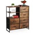 Relaxdays Kommode, Braun, Holzwerkstoff, Metall, Holz, 84x92x32 cm, Wohnzimmer, Kommoden & Sideboards, Kommoden