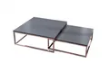 2er Set Design Couchtisch MENTO anthrazit kupfer 75/65cm