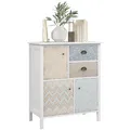 HOMCOM Sideboard Anrichte Beistellschrank Mehrzweckschrank Shabby Chic Holz Bunt B68 x T34 x H80cm