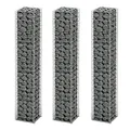 vidaXL 3X Gabione Verzinkter Stahl 25x25x150 cm Steinkorb Drahtkorb Mauer Wand