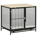 PawHut Hundekäfig für Zuhause, Abschließbar Hundehütte mit Kissen, Hundebox mit Paletten, Hundehaus für mittelgroße Hunde unter 20 kg, Eiche, 88 x 55 x 71 cm
