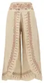 GURU SHOP Palazzohose, Hosenrock, Bedruckte Natürliche Boho Schlaghose, Sommerhose - Hellbeige, Damen, Size:L