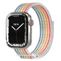 EAZY CASE Ersatzarmband kompatibel mit Apple Watch 42mm 44mm 45mm 46mm 49mm verstellbares Wechselarmband aus Nylon Loop für Apple Watch Serie 9 8 7 6 5 4 3 2 1 SE Ultra für Damen Herren Rainbow