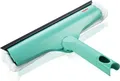 Leifheit Fensterwischer 3in1 | Mikrofaserbezug | Abziehlippe | 33cm | bewegliches Gelenk | türkis