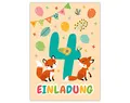 12 Einladungskarten zum 4. Kindergeburtstag vierte Geburtstag Mädchen Jungen Fuchs