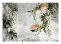 WallArena - Vlies Fototapete Blätter Grün Pflanzen Monstera Beton Vintage Retro 368x254 cm - Fototapeten Tapeten für Wohnzimmer Schlafzimmer Vliestapete Wandtapete Tapete 3D Effekt- inkl. Kleister