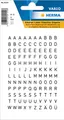 HERMA Buchstaben Aufkleber Schwarz, 240 Stück, Schriftgröße 5 mm, selbstklebend, wasserfest, wetterfest, mini, Alphabet Sticker Klebebuchstaben A-Z aus Folie zum Aufkleben, transparent