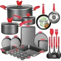NutriChef 21-Teiliges Backform Set & Kochtopf Set – inkl.: Topfset aus 3 Töpfe, Pfannenset aus 2 Pfannen & Backformen Set mit Kuchenform, Spring... - Schwarz