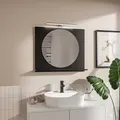 HAJDUK FURNITURE Badspiegel mit Beleuchtung und Ablage Schwarz H:60 x B: 70 cm Rund Spiegel ⌀55 cm Bathroom Mirror Moderner Badezimmer Spiegel Rechteckig Wandspiegel mit Regal