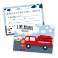 15 Feuerwehr-Mann Einladungskarten DIN A6 Einladung Set Kinder-Geburtstag dv_189