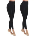 MANZI Ballett Strumpfhose für Damen 2 Paar Ohne Fuß Strumpfhose 40 Denier Weiche Opaque Legging Tanzstrumpfhosen Schwarz L-XL