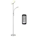 Tomons Stehlampe LP03003, LED, silber, 182 cm, 2000 Lumen, 30 Watt, dimmbar, mit Leselampe