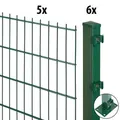 Doppelstabmattenzaun GARDEN 'N' MORE "Excellent", grün, H:120cm L:10cm, Stahl, Kunststoff, Zaunelemente, 5 Elemente für 10 m, LxH: 200 x 123 cm, mit 6 Pfosten