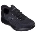 Skechers SUMMITS-KEY PACE Slip-On Sneaker Slipper, Freizeitschuh, Halbschuh in veganer Verarbeitung schwarz 45 EU