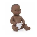 Miniland Babypuppe afrikanischer Junge, 32 cm, Anatomisch Korrekt