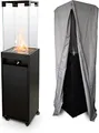 Planika - Faro – Terrassenheizer Gas schwarzer, 8kW tragbarer und freistehender, Propan Heizpilz für Ihren Garten und Terrasse (Faro + Abdeckung), 36 x 36 x 150 cm