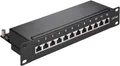 Goobay CAT 6a 10-Zoll (25,4 cm) Patch Panel, 12 Port, (1 HE) - STP geschirmt, schwarz