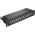 Goobay Patchpanel 93796, Cat 6A, 10 Zoll, 1HE, schwarz, STP geschirmt, mit 12 Ports