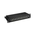 Goobay 93796 CAT 6A Patch Panel 10 Zoll / 12 Port RJ45 Buchsen Netzwerkstecker / 500 MHz LAN Patchfeld / 1 HE Verteilerfeld / Rackeinbau Patchpanel / Schwarz
