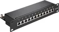 Goobay 93796 CAT 6a 10-Zoll (25,4 cm) Patch Panel, 12 Port, Schwarz - STP geschi