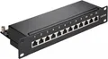 CAT 6a 10-Zoll (25,4 cm) Patch Panel, 12 Port, (1 HE) STP geschirmt, schwarz