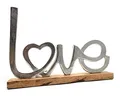 Moderner Schriftzug Aufsteller LIEBE silber auf Mangoholz 41x5x29 cm