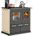 Prometey Festbrennstoffherd Holzherd ECO LUX INOX, Edelstahlbackfach, creme, linke Version, 7,1 kW