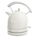 SWEISS Vintage Wasserkocher KTL8 1,8L, Praktische kompakte Edelstahl 2200W, Schnelles Kochen, Sichtbarer Wasserstand mit Skala, Automatische Abschaltung, 360° Sockel, Creme