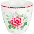 Greengate Latte Cup Becher ALIVIA Weiß mit Blumen Kaffeebecher 300 ml Porzellan